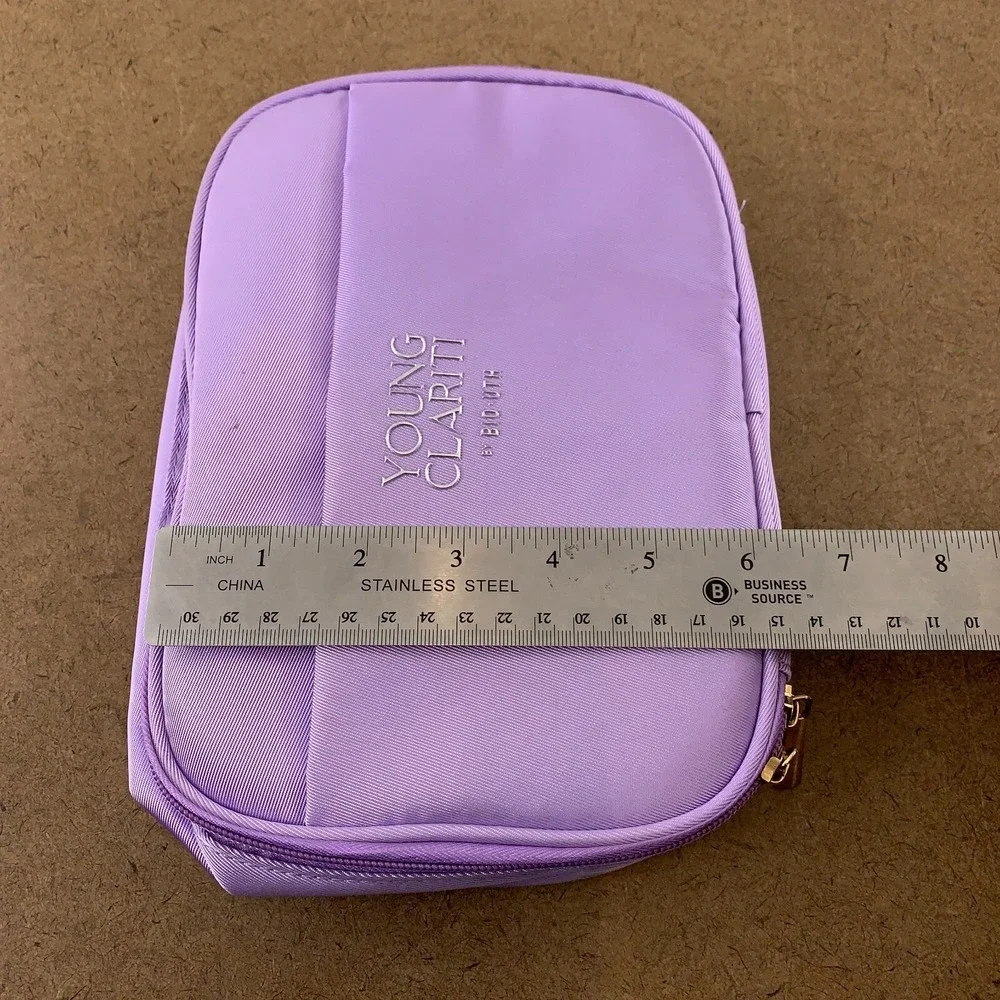 Young Clariti Bio Uth Lilac Zip Around Travel Storage Cosmetic Bag New